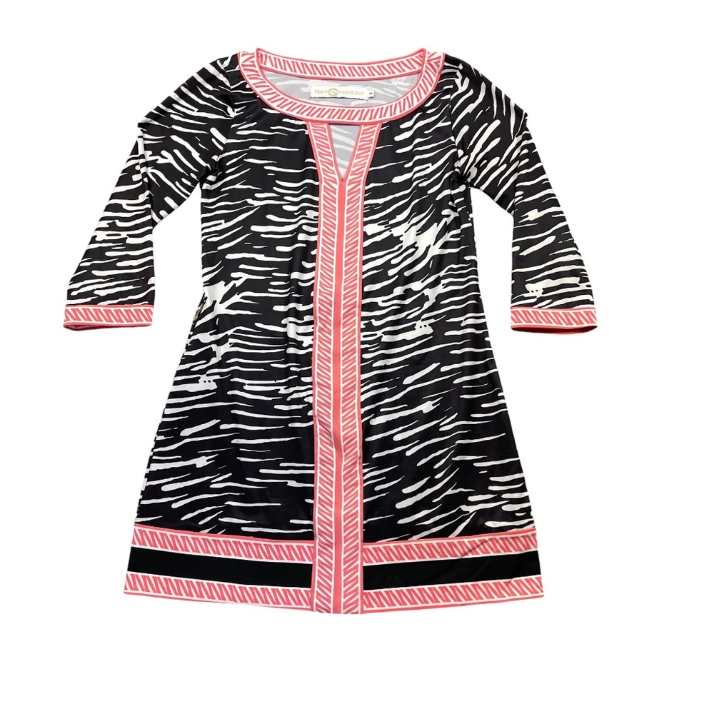 Tracy Negoshian Medium Black Pink Dress 3/4 Sleeve‎